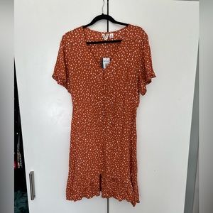NWT Roxy polka dot short sleeve button down summer sun dress